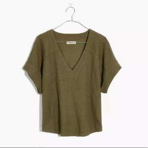 Madewell Ottoman Jacquard VNeck Boxy Top Faded Ivy